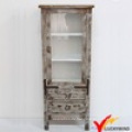 Wohnzimmer Vintage Rustic White Holz Glas Display Schrank